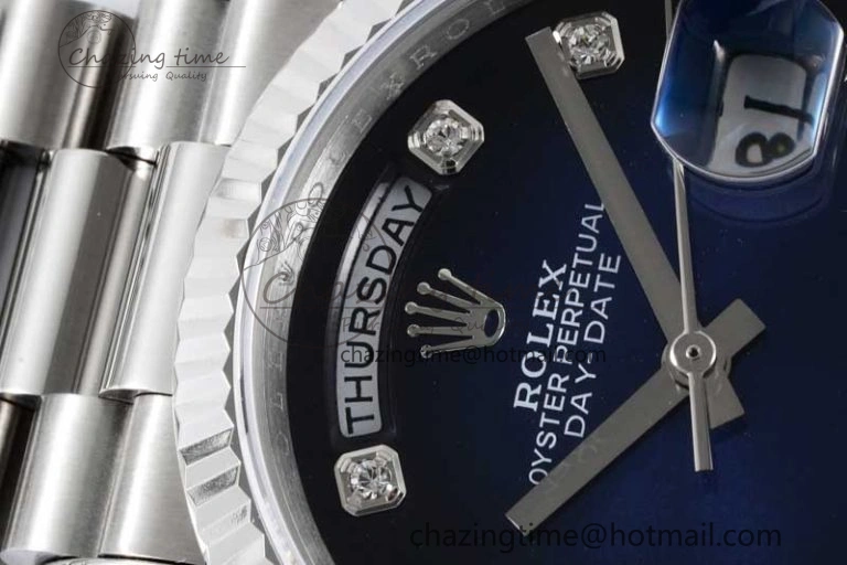 Day Date 36 SS RAF Best Edition Blue Black Diamonds Dial on YG Bracelet A2836