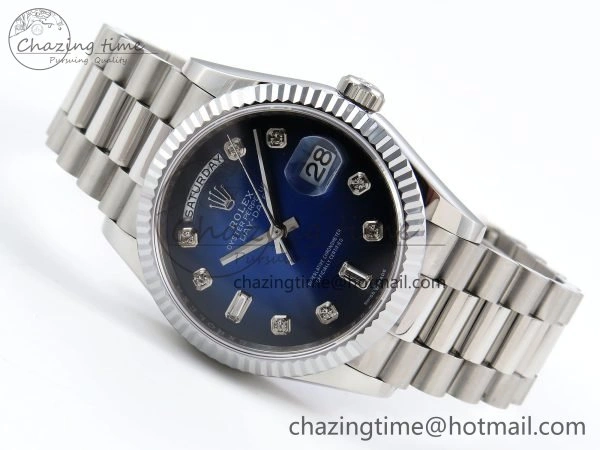 Day Date 36 SS TWSF Best Edition Blue Diamonds Dial on SS Bracelet A2836