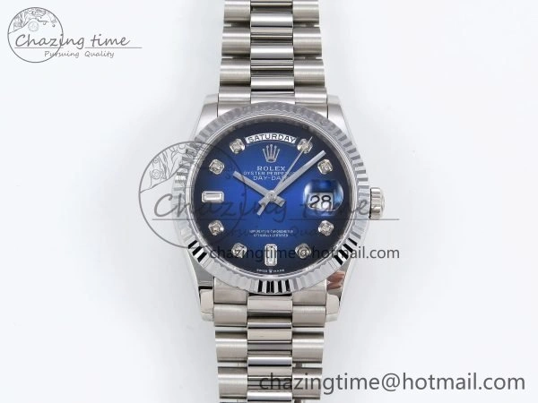 Day Date 36 SS TWSF Best Edition Blue Diamonds Dial on SS Bracelet A2836
