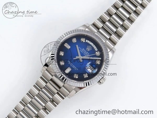 Day Date 36 SS TWSF Best Edition Blue Diamonds Dial on SS Bracelet A2836