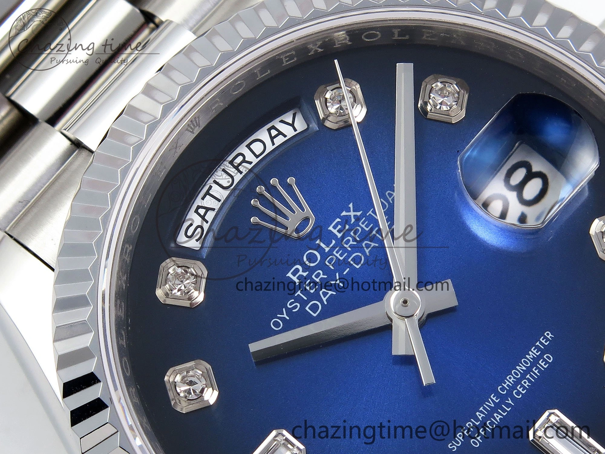 Day Date 36 SS TWSF Best Edition Blue Diamonds Dial on SS Bracelet A2836