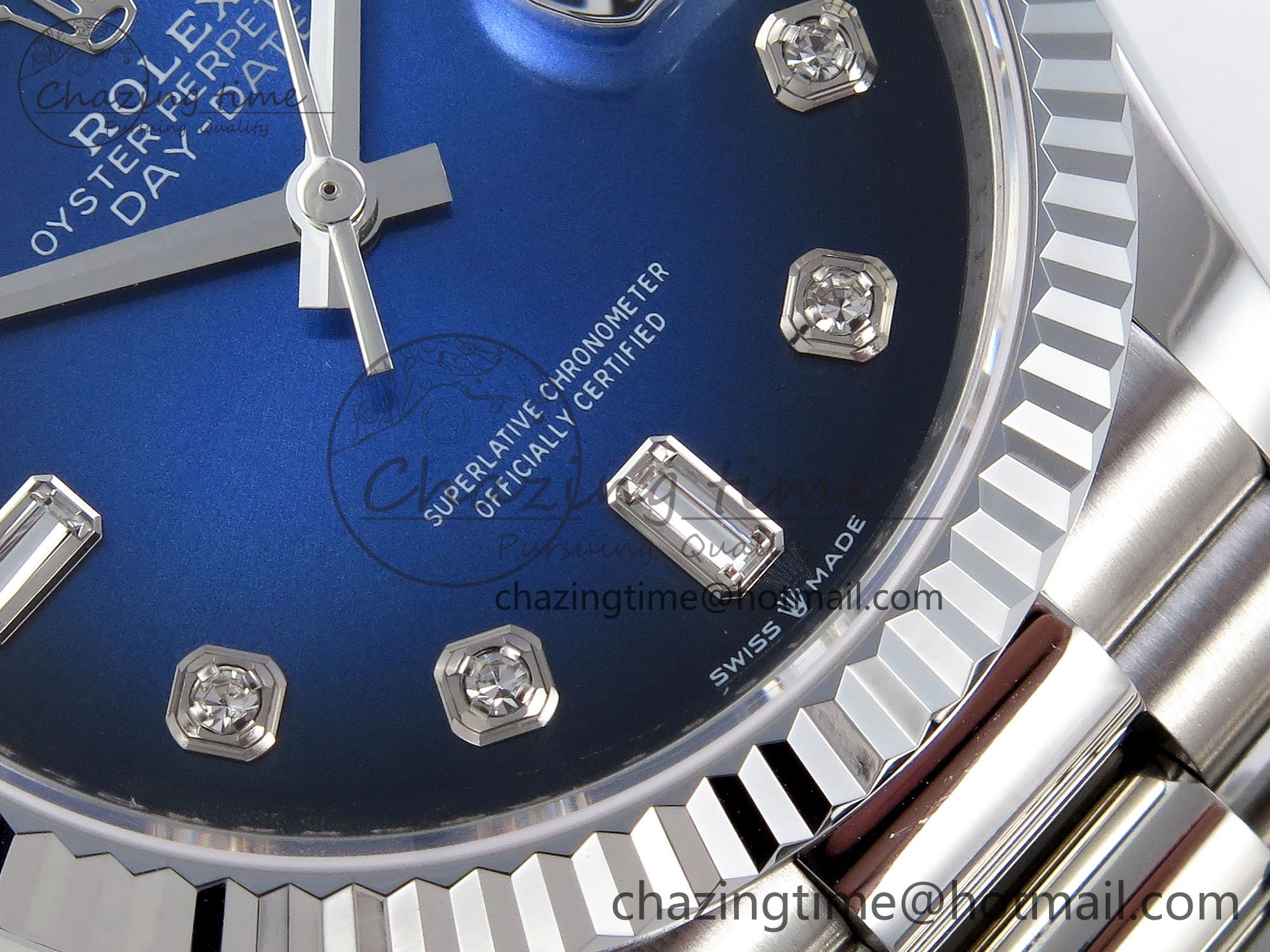 Day Date 36 SS TWSF Best Edition Blue Diamonds Dial on SS Bracelet A2836