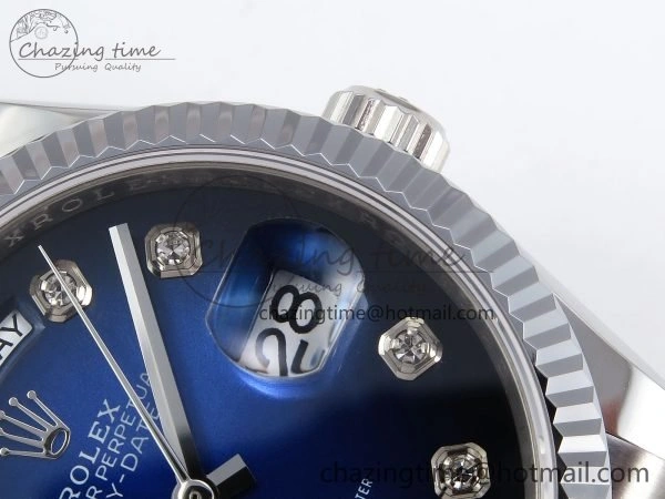 Day Date 36 SS TWSF Best Edition Blue Diamonds Dial on SS Bracelet A2836