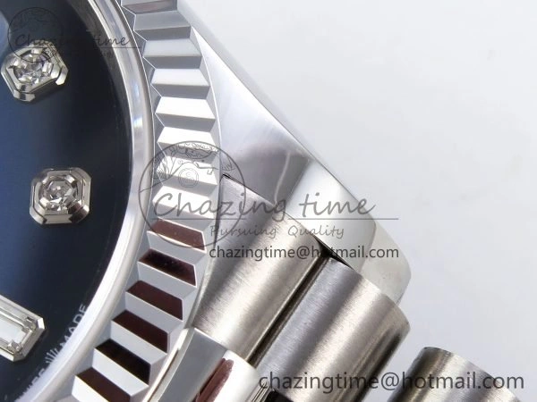 Day Date 36 SS TWSF Best Edition Blue Diamonds Dial on SS Bracelet A2836