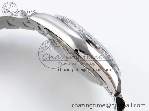 Day Date 36 SS TWSF Best Edition Blue Roman Diamonds Dial Diamonds Bezel on SS Bracelet A2836