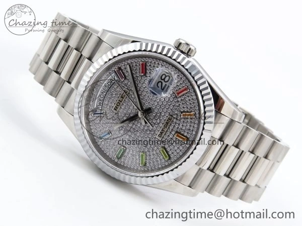 Day Date 36 SS TWSF Best Edition Diamonds Dial on SS Bracelet A2836