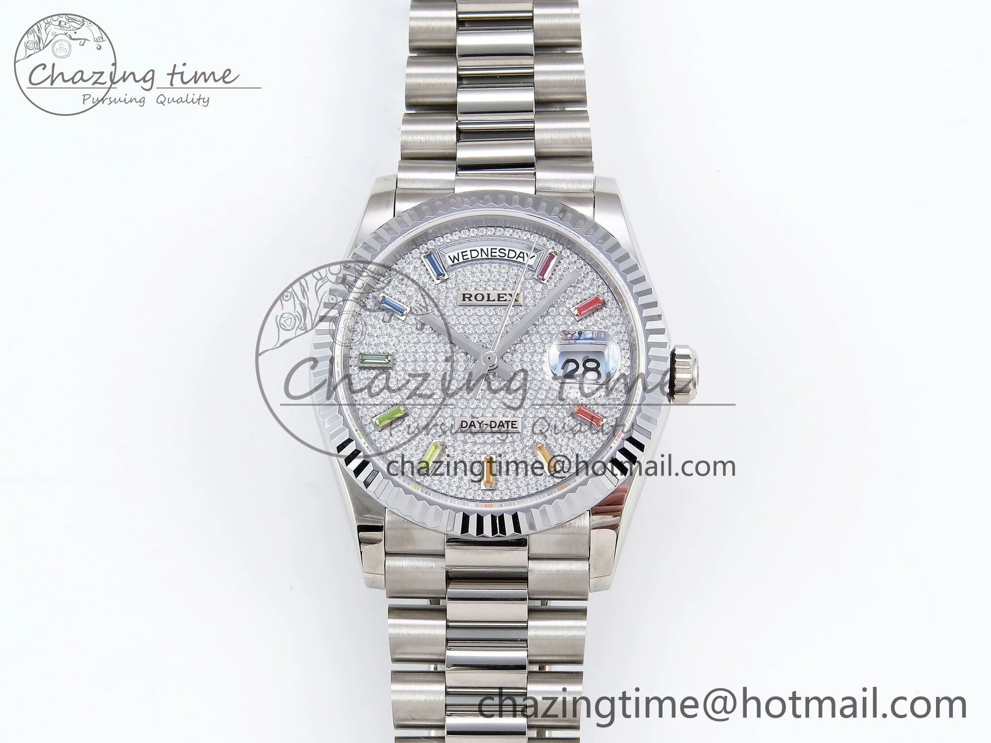 Day Date 36 SS TWSF Best Edition Diamonds Dial on SS Bracelet A2836