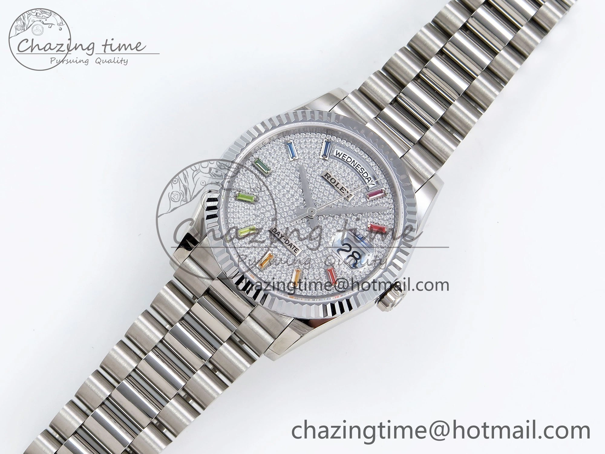 Day Date 36 SS TWSF Best Edition Diamonds Dial on SS Bracelet A2836