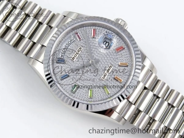 Day Date 36 SS TWSF Best Edition Diamonds Dial on SS Bracelet A2836