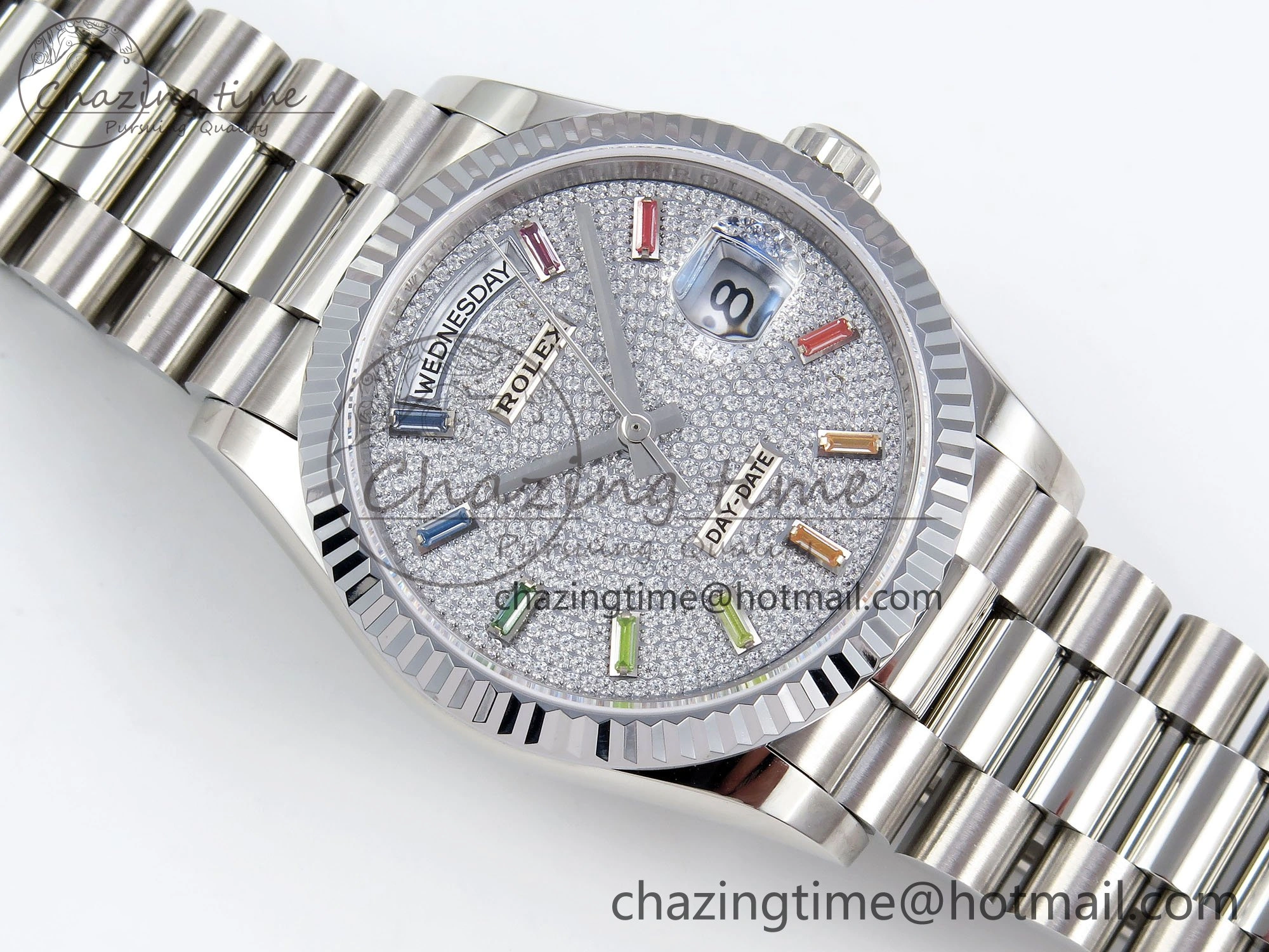 Day Date 36 SS TWSF Best Edition Diamonds Dial on SS Bracelet A2836