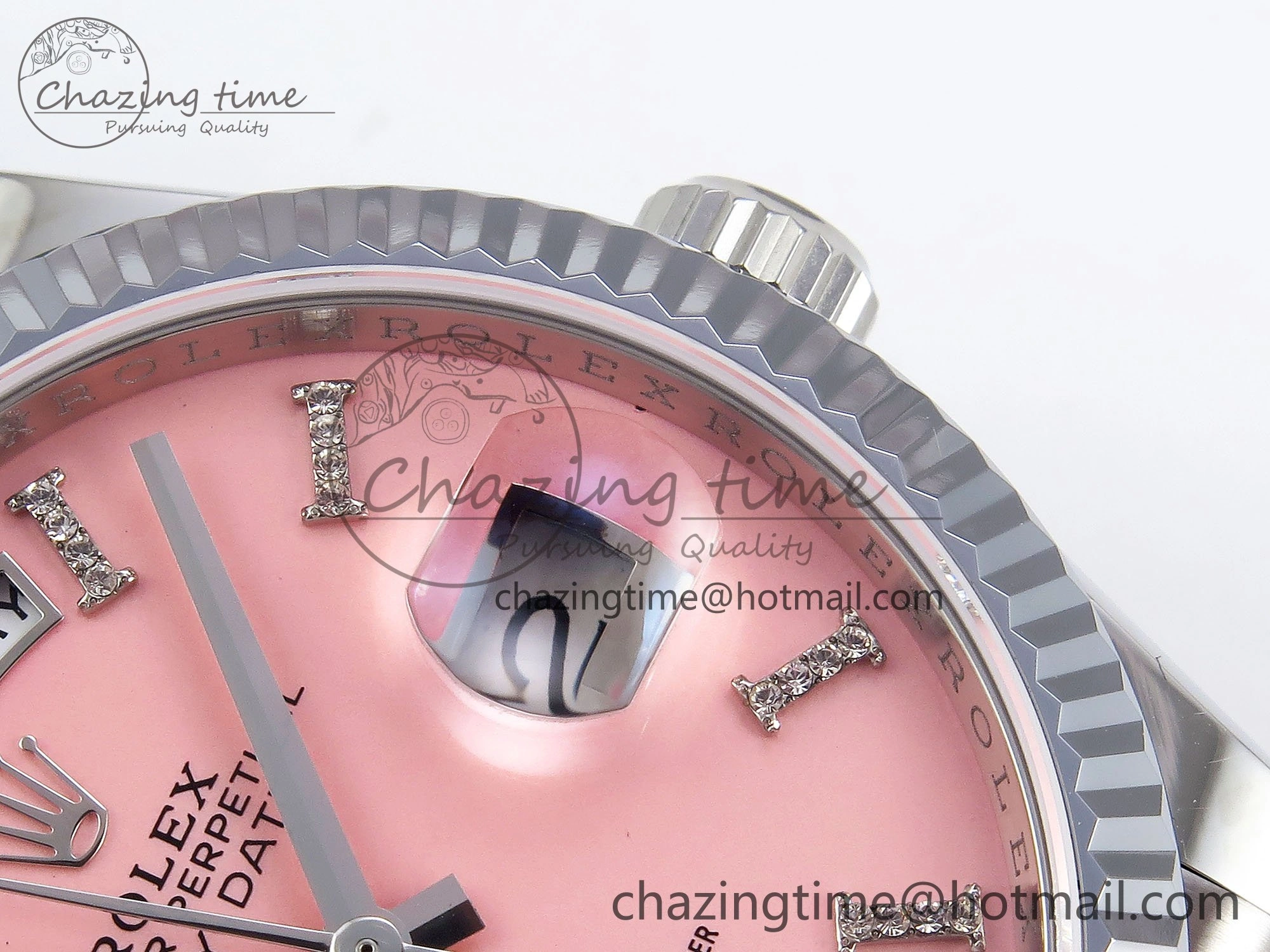 Day Date 36 SS TWSF Best Edition Pink Roman Diamonds Dial on SS Bracelet A2836