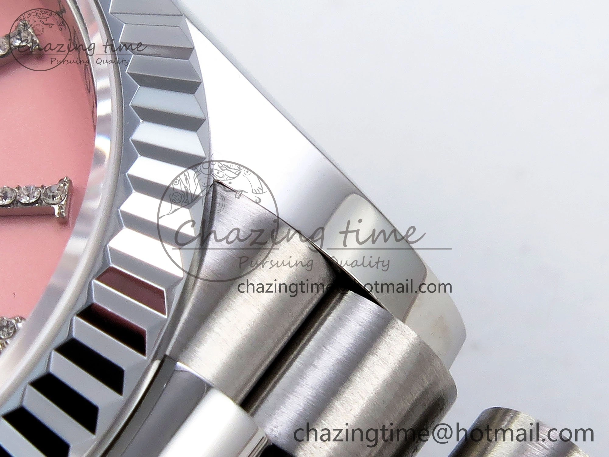 Day Date 36 SS TWSF Best Edition Pink Roman Diamonds Dial on SS Bracelet A2836