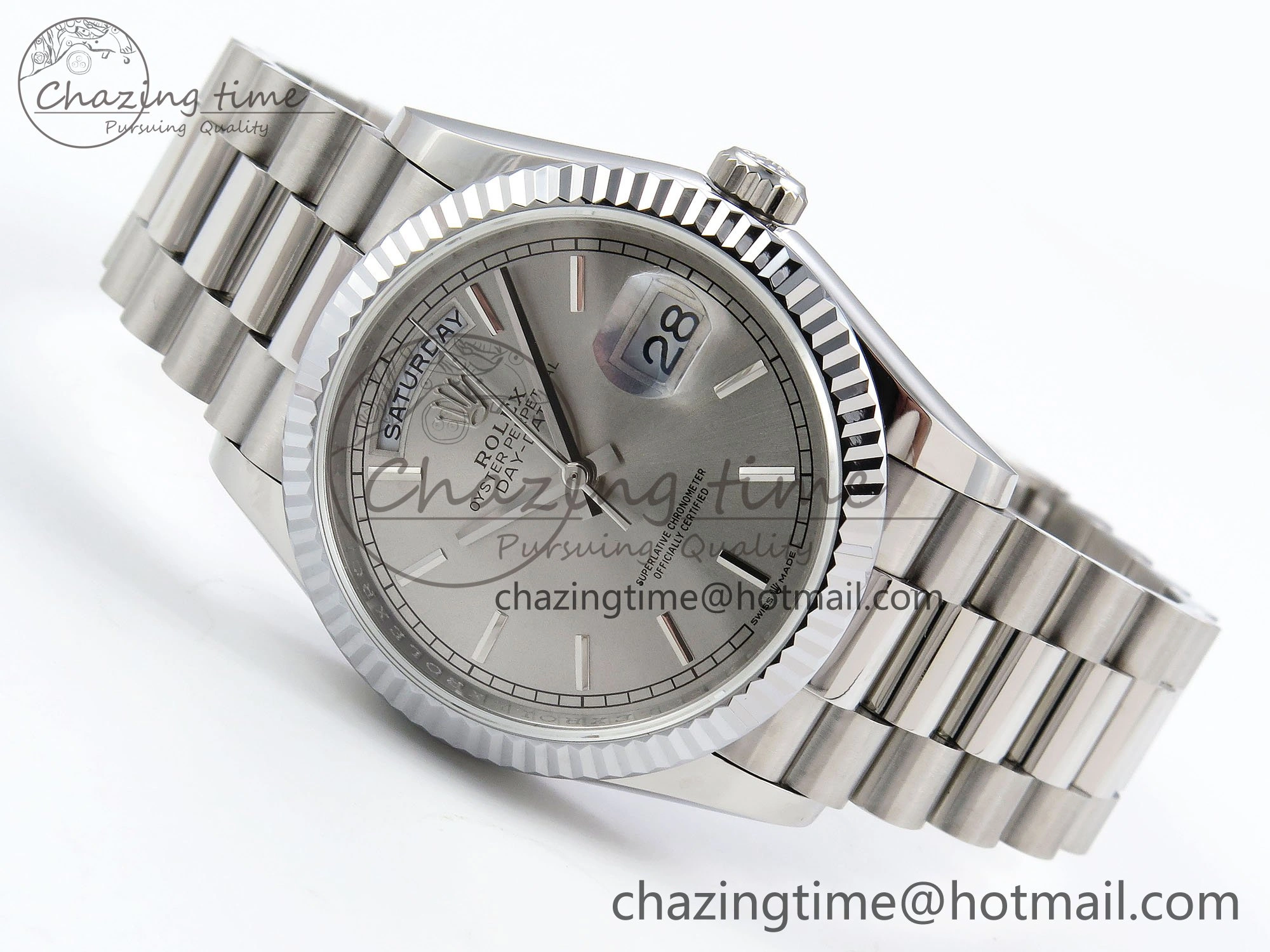 Day Date 36 SS TWSF Best Edition Silver Dial on SS Bracelet A2836
