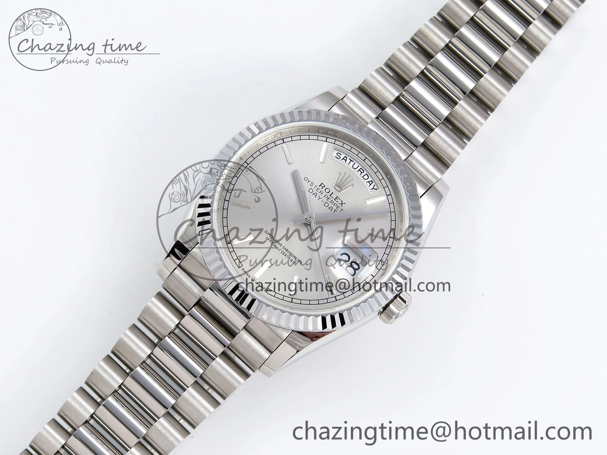 Day Date 36 SS TWSF Best Edition Silver Dial on SS Bracelet A2836