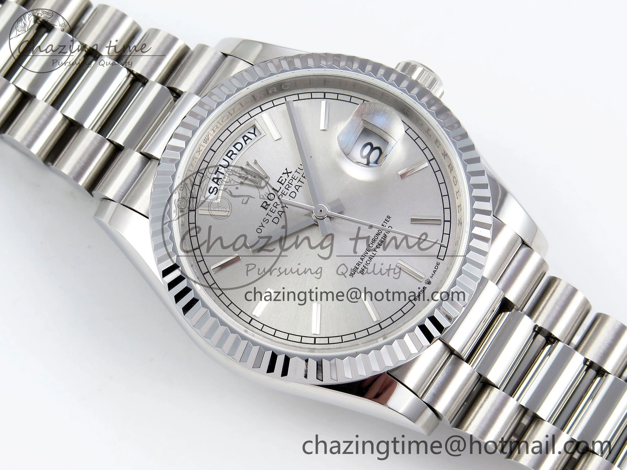 Day Date 36 SS TWSF Best Edition Silver Dial on SS Bracelet A2836