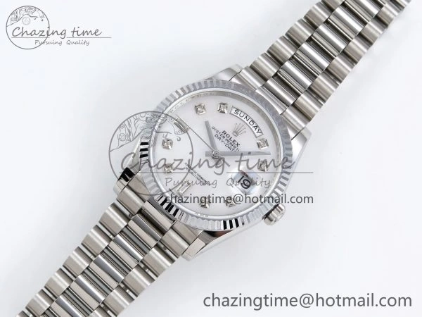 Day Date 36 SS TWSF Best Edition White Diamonds Dial on SS Bracelet A2836