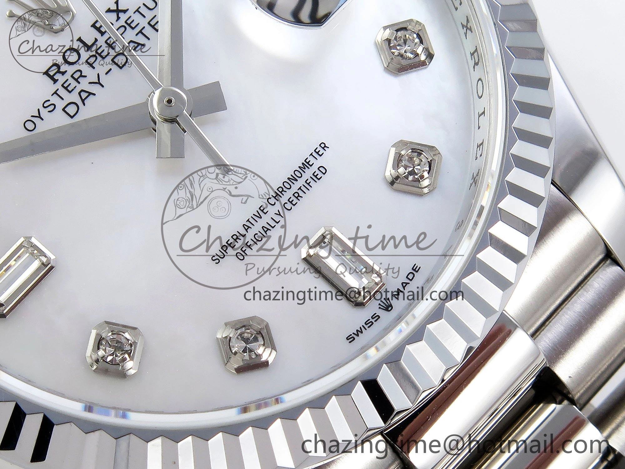 Day Date 36 SS TWSF Best Edition White Diamonds Dial on SS Bracelet A2836