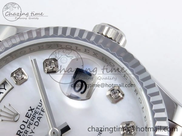 Day Date 36 SS TWSF Best Edition White Diamonds Dial on SS Bracelet A2836