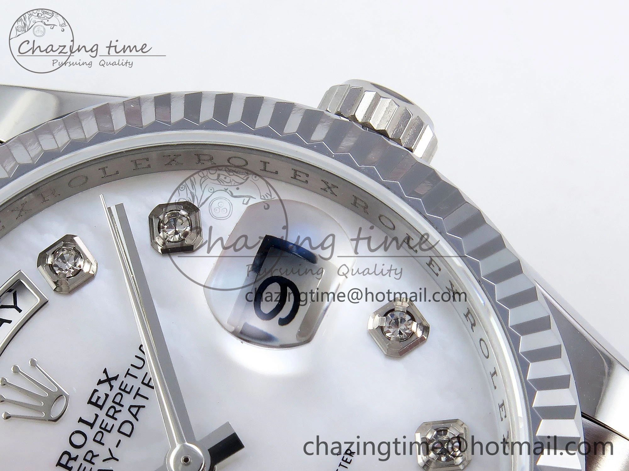 Day Date 36 SS TWSF Best Edition White Diamonds Dial on SS Bracelet A2836