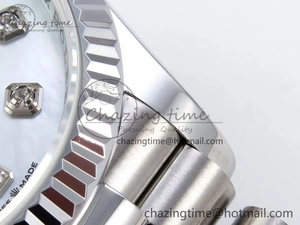 Day Date 36 SS TWSF Best Edition White Diamonds Dial on SS Bracelet A2836
