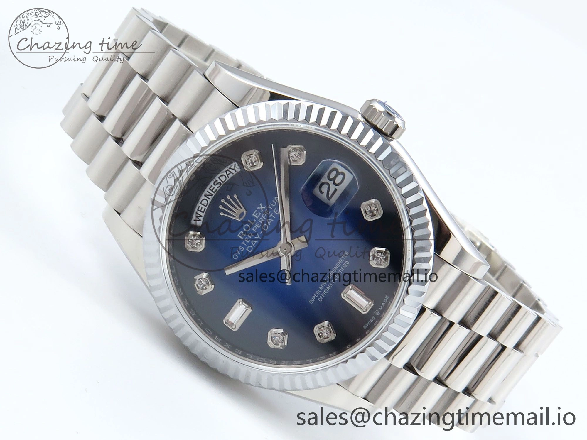 Day Date 36 YG 128236 KF 1:1 Best Edition Blue Ombre Dial on President Bracelet A2836 (Gain Weight)