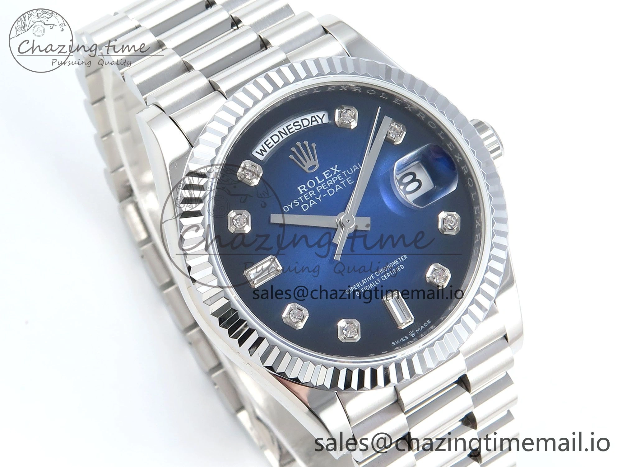 Day Date 36 YG 128236 KF 1:1 Best Edition Blue Ombre Dial on President Bracelet A2836 (Gain Weight)