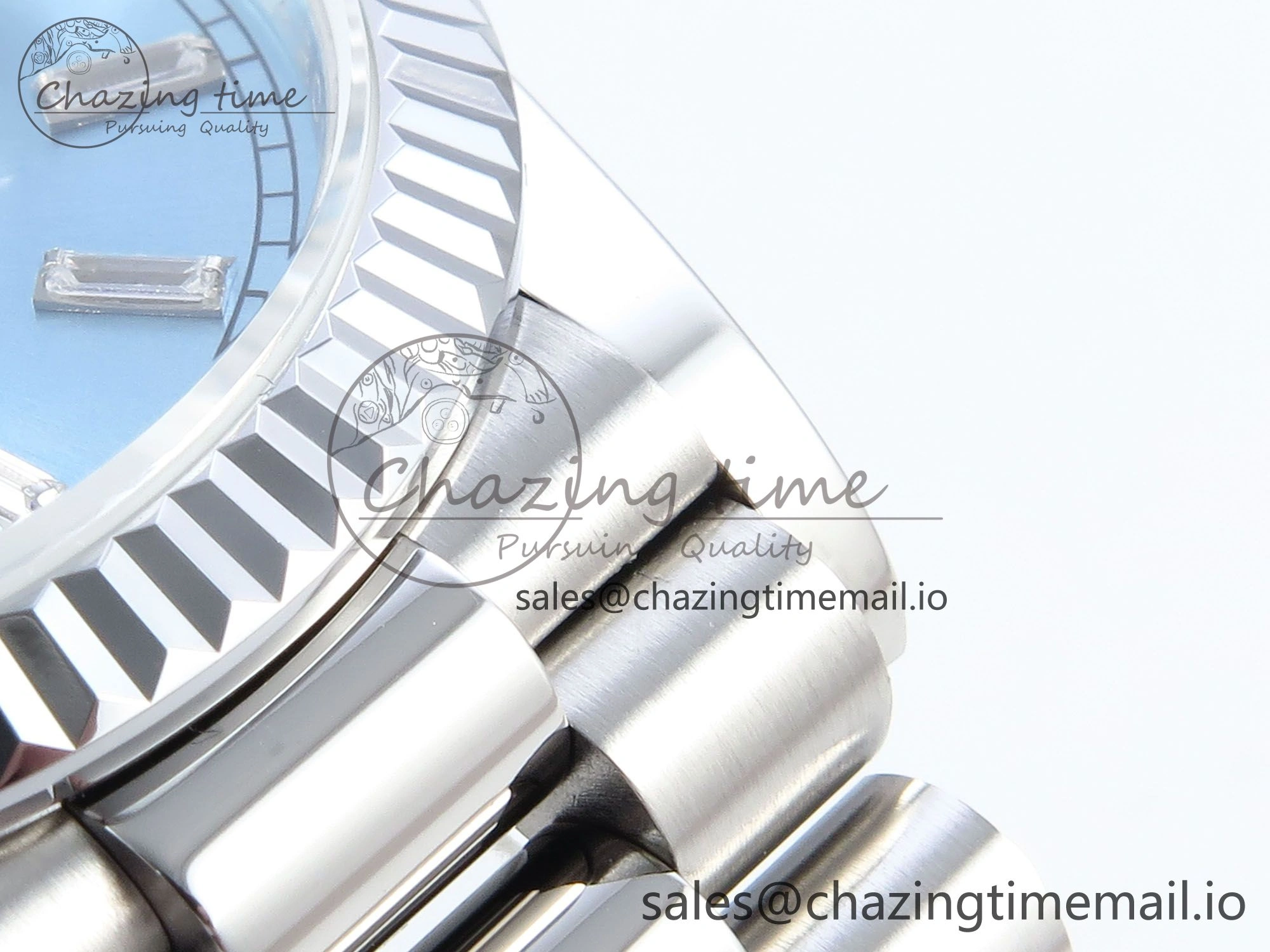 Day Date 36 YG 128236 KF 1:1 Best Edition Ice Blue Crystal Dial on President Bracelet A2836 (Gain Weight)