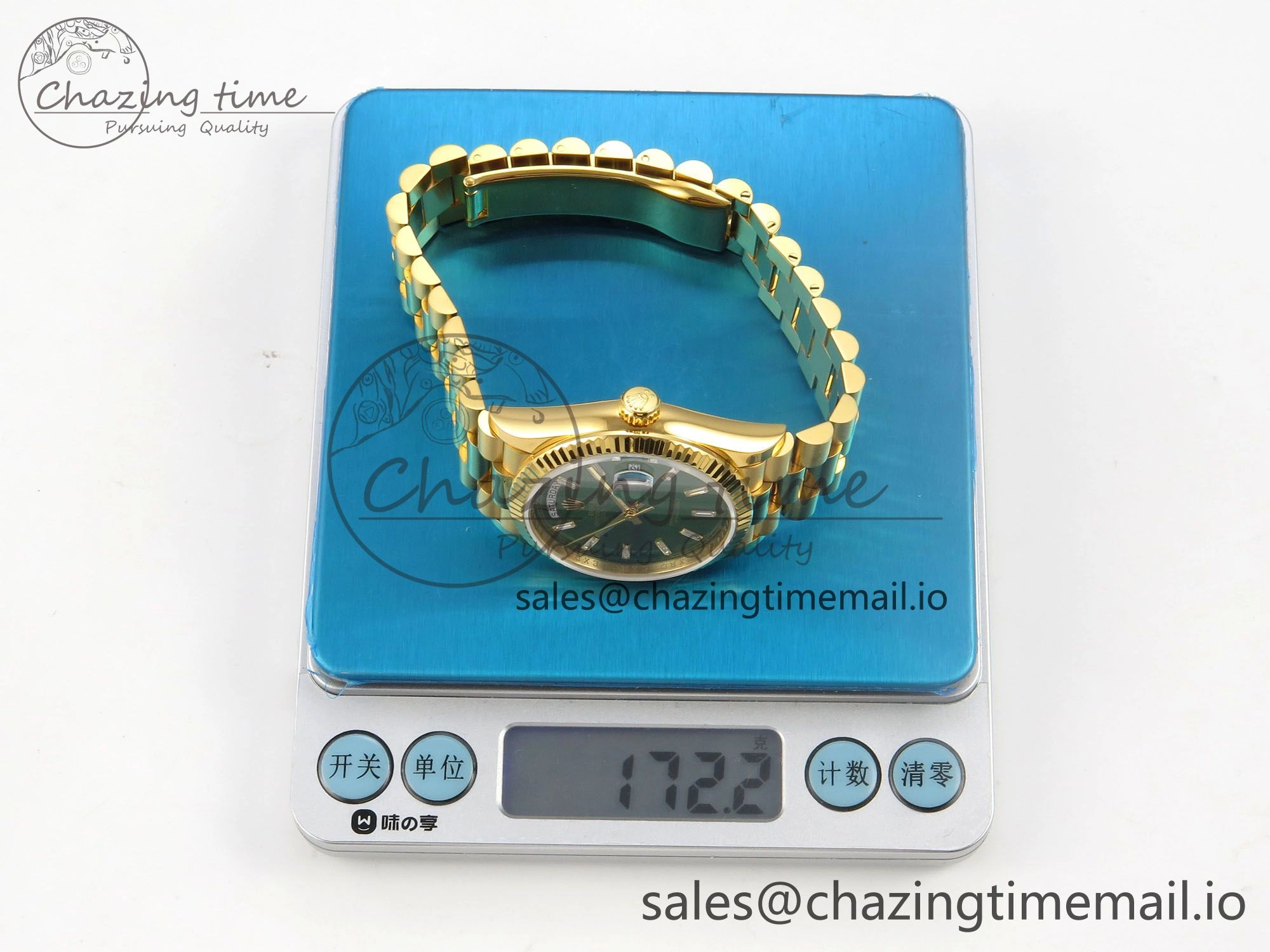Day Date 36 YG 128238 KF 1:1 Best Edition Green Dial on President Bracelet A2836 (Gain Weight)