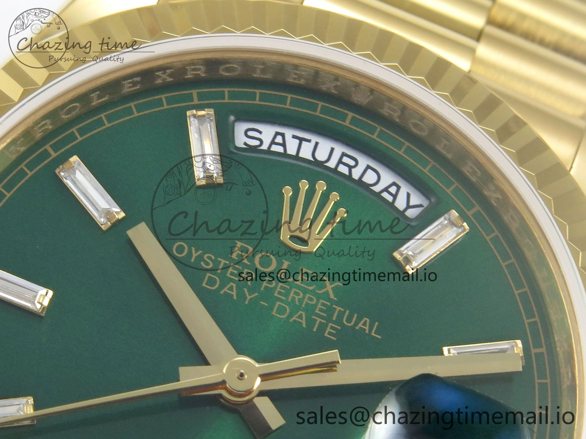 Day Date 36 YG 128238 KF 1:1 Best Edition Green Dial on President Bracelet A2836 (Gain Weight)