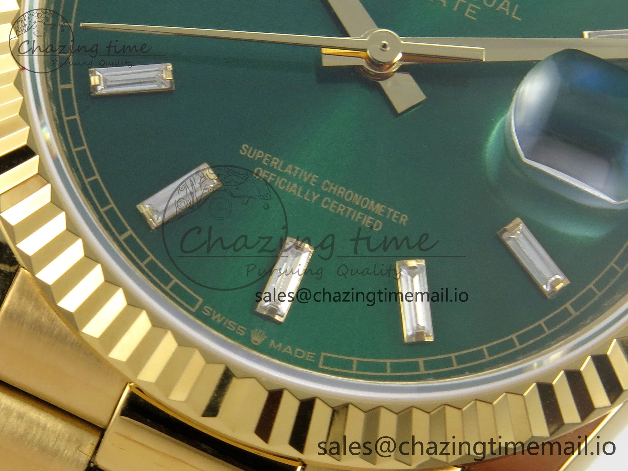 Day Date 36 YG 128238 KF 1:1 Best Edition Green Dial on President Bracelet A2836 (Gain Weight)