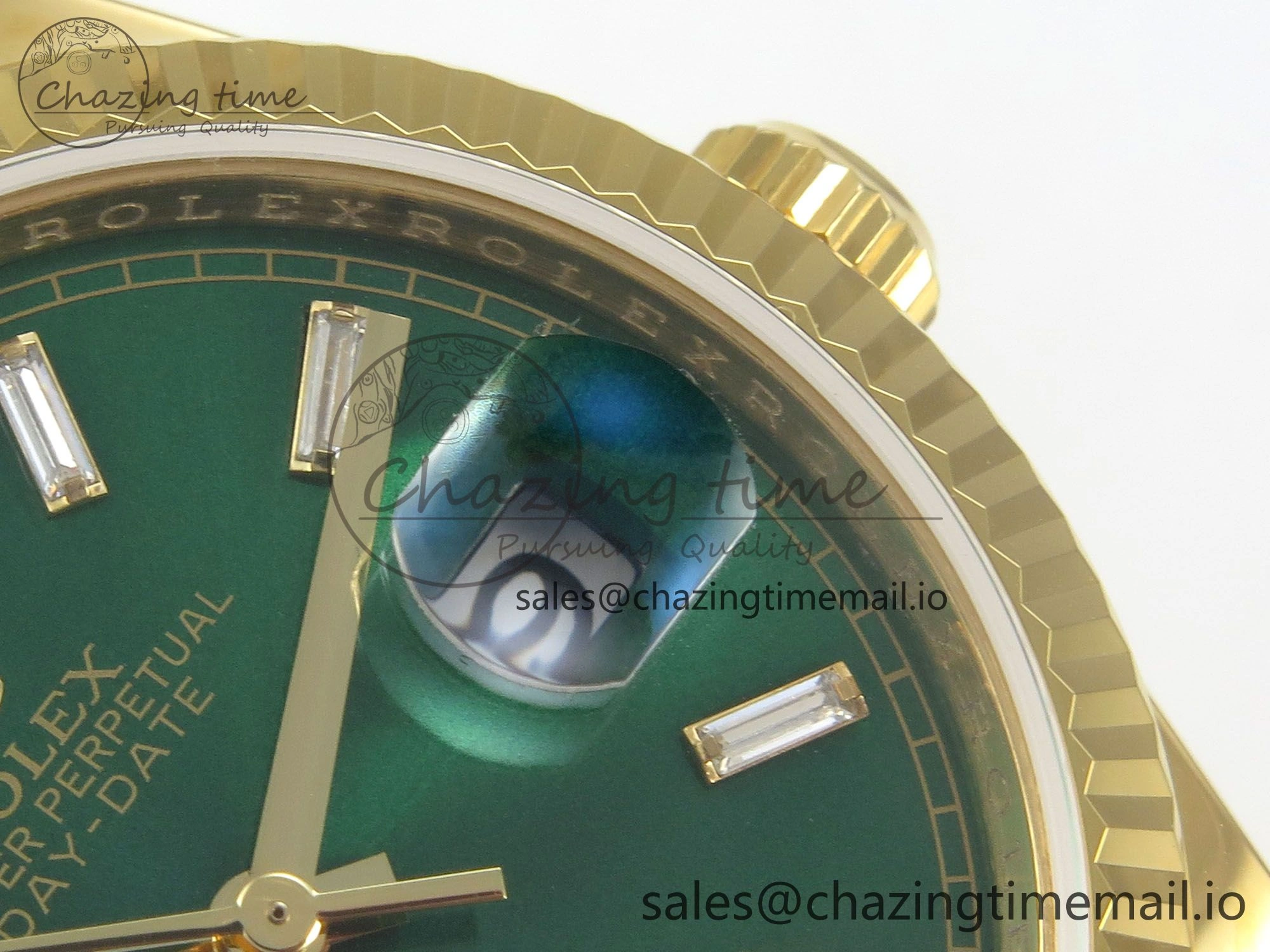 Day Date 36 YG 128238 KF 1:1 Best Edition Green Dial on President Bracelet A2836 (Gain Weight)