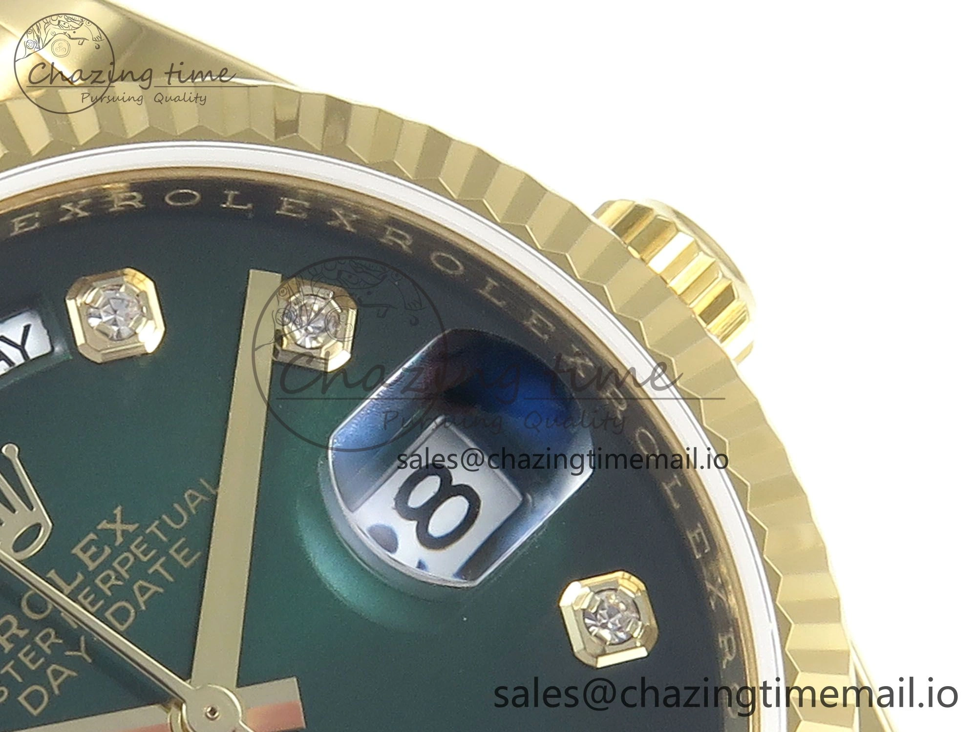 Day Date 36 YG 128238 KF 1:1 Best Edition Green Ombre Dial on President Bracelet A2836 (Gain Weight)