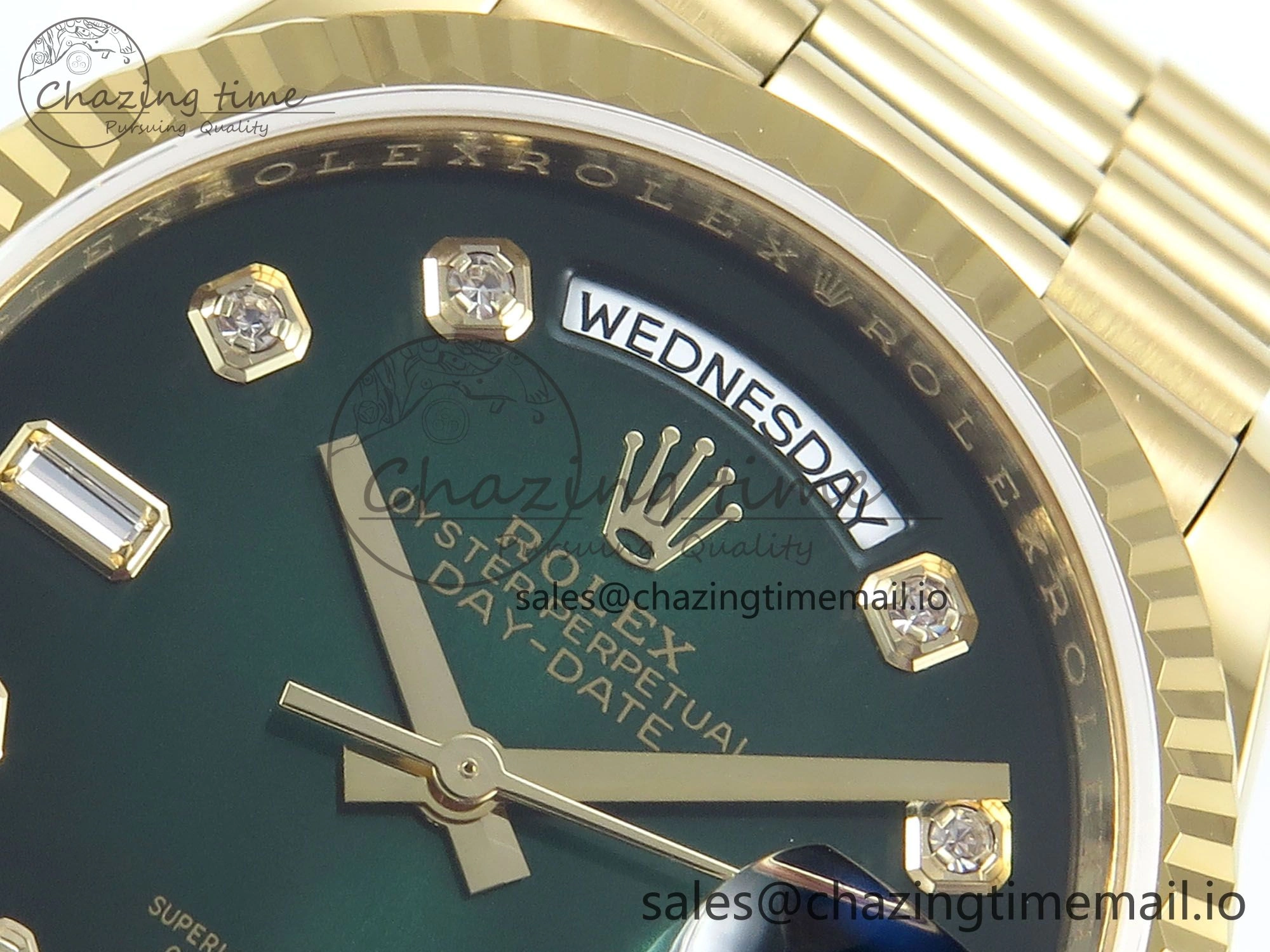 Day Date 36 YG 128238 KF 1:1 Best Edition Green Ombre Dial on President Bracelet A2836 (Gain Weight)