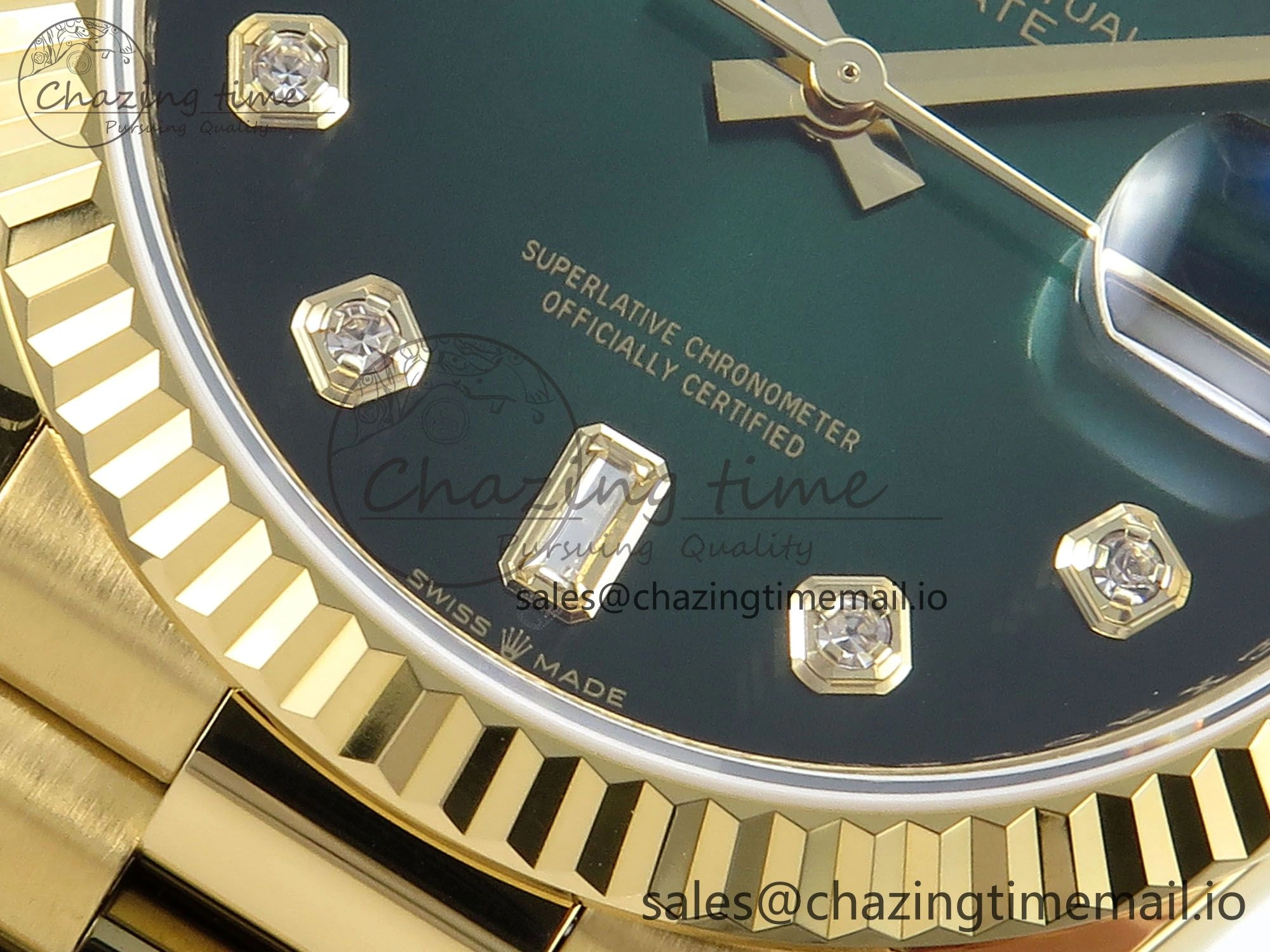 Day Date 36 YG 128238 KF 1:1 Best Edition Green Ombre Dial on President Bracelet A2836 (Gain Weight)
