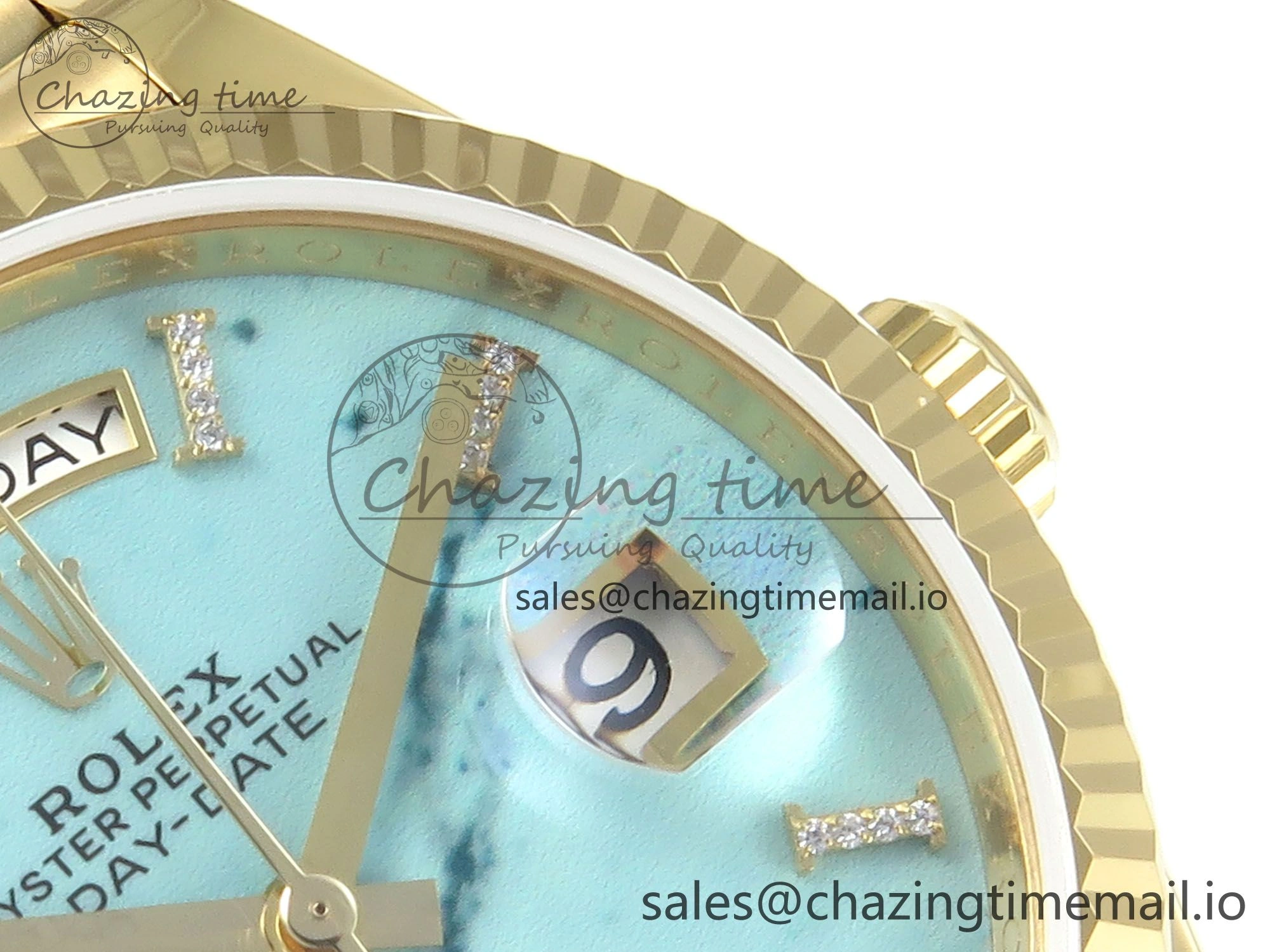 Day Date 36 YG 128238 KF 1:1 Best Edition Turquoise Dial on President Bracelet A2836 (Gain Weight)