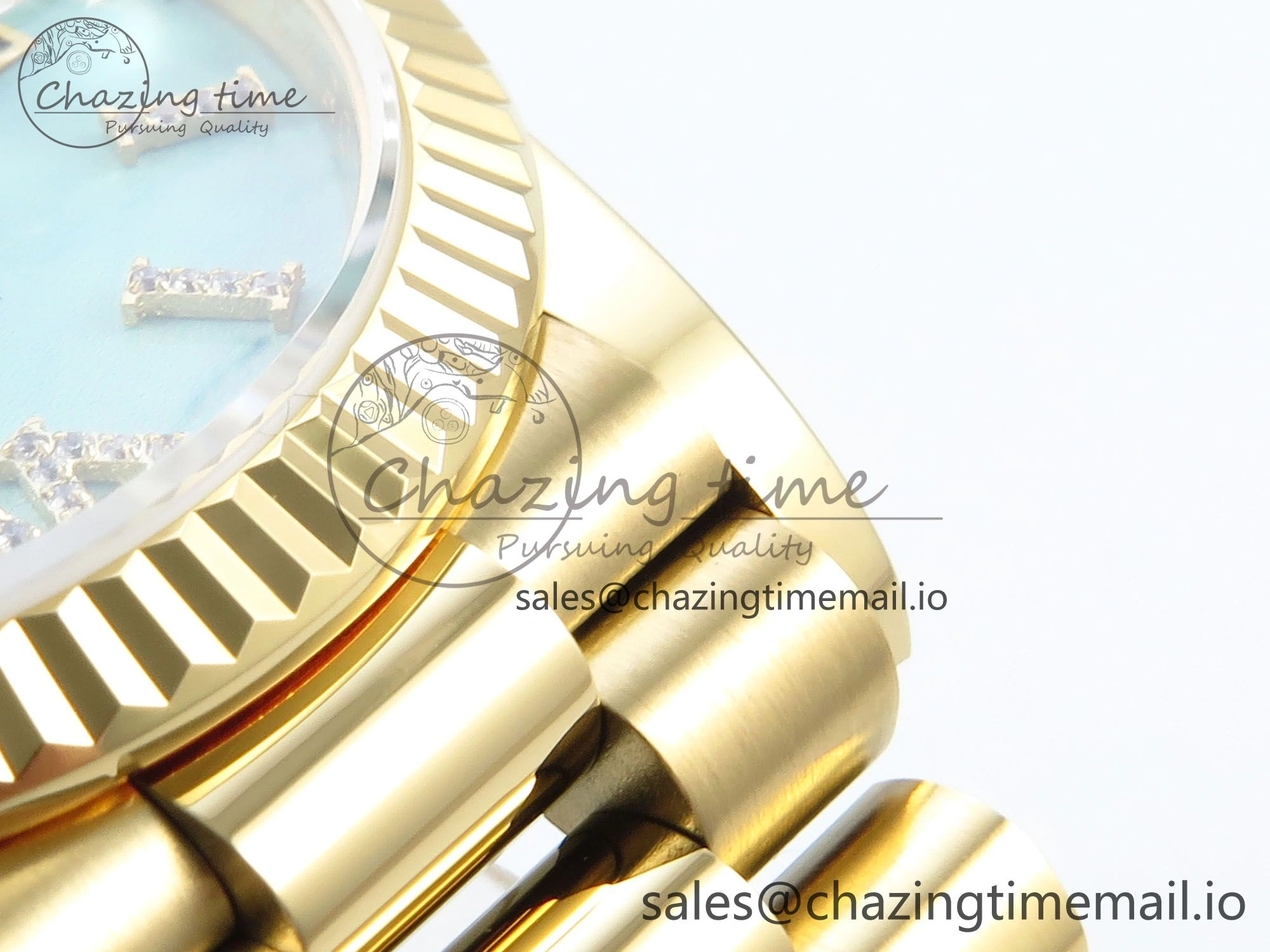 Day Date 36 YG 128238 KF 1:1 Best Edition Turquoise Dial on President Bracelet A2836 (Gain Weight)