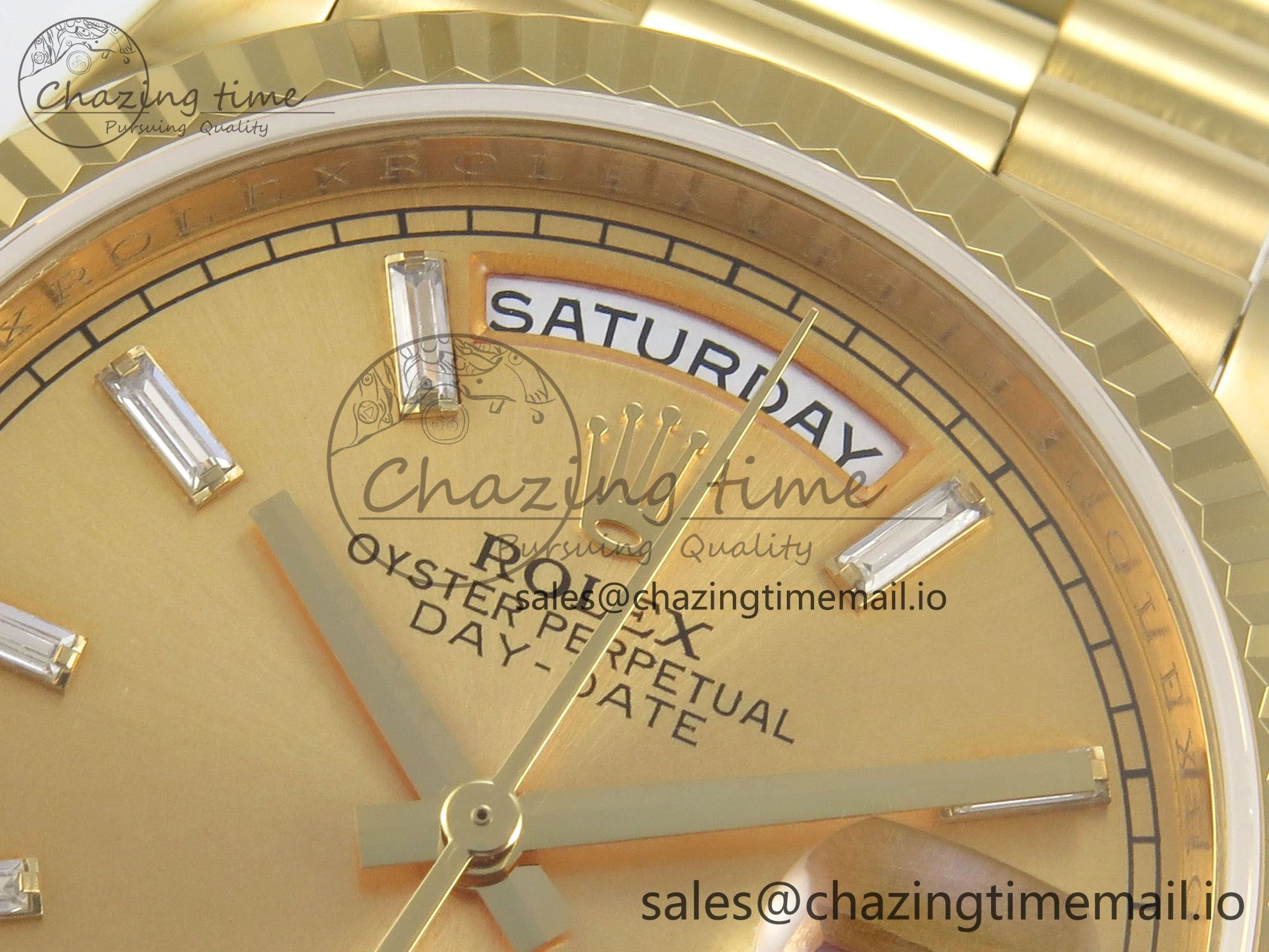 Day Date 36 YG 128238 KF 1:1 Best Edition YG Crystal Dial on President Bracelet A2836 (Gain Weight)
