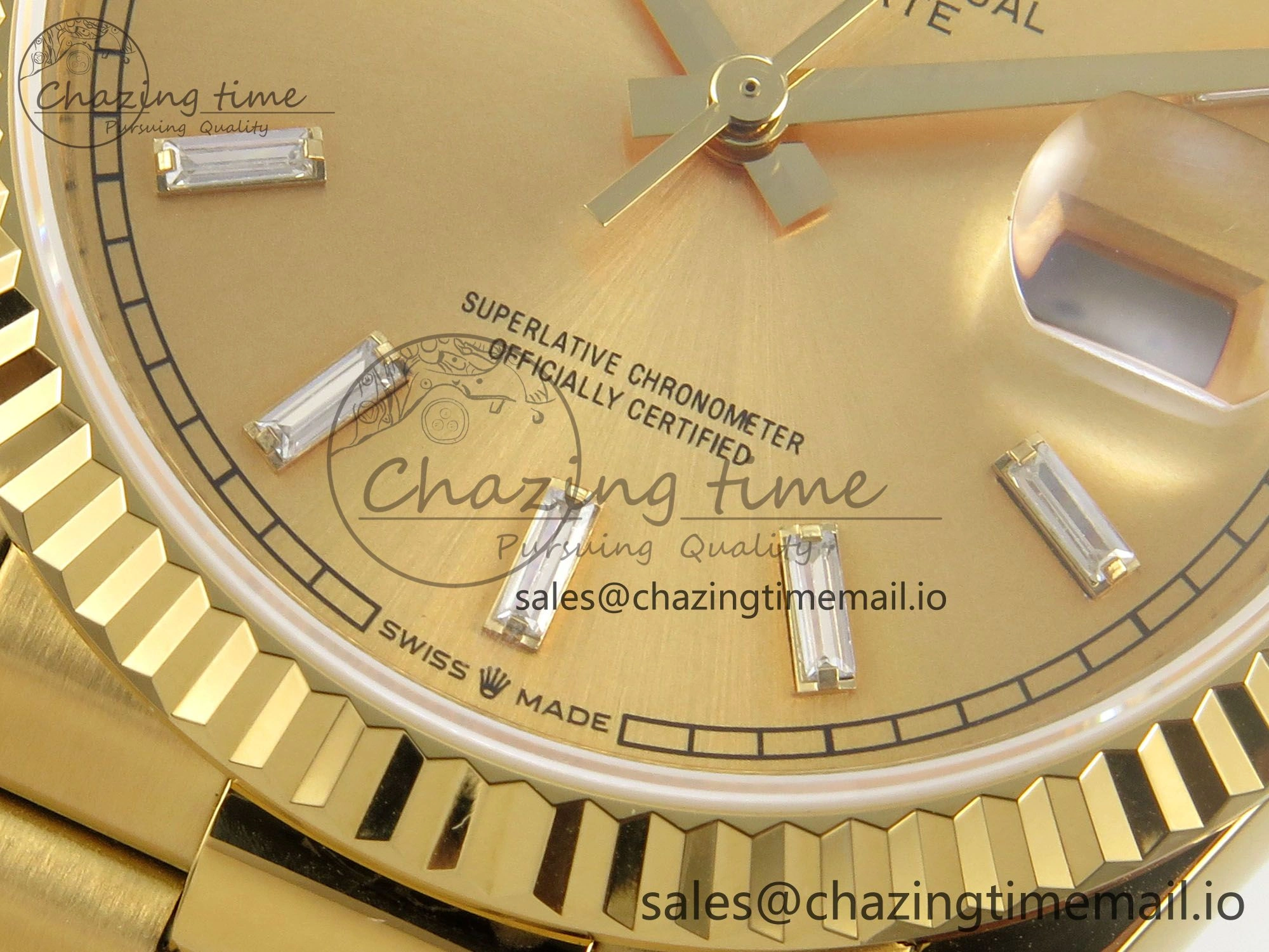 Day Date 36 YG 128238 KF 1:1 Best Edition YG Crystal Dial on President Bracelet A2836 (Gain Weight)