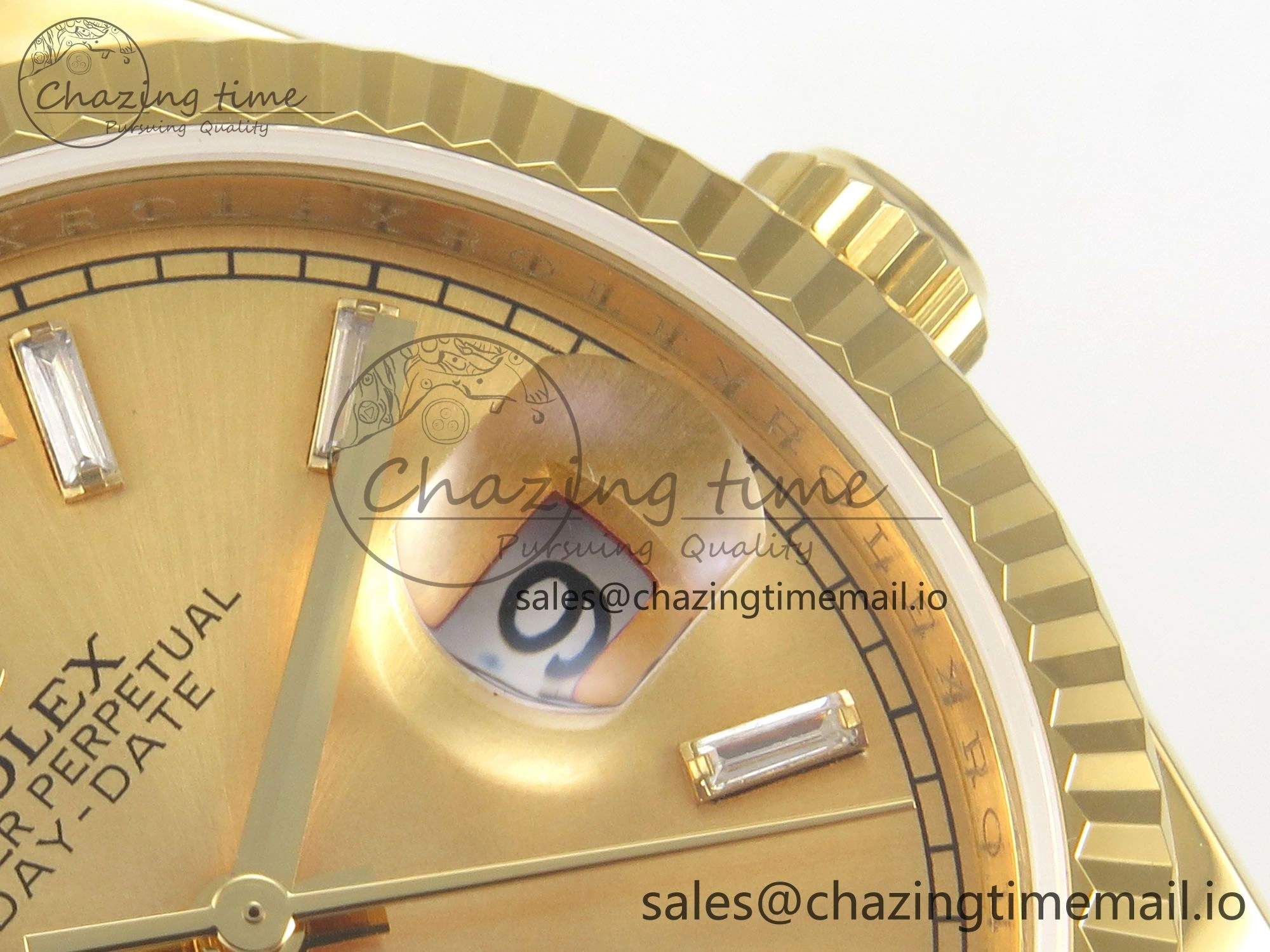 Day Date 36 YG 128238 KF 1:1 Best Edition YG Crystal Dial on President Bracelet A2836 (Gain Weight)