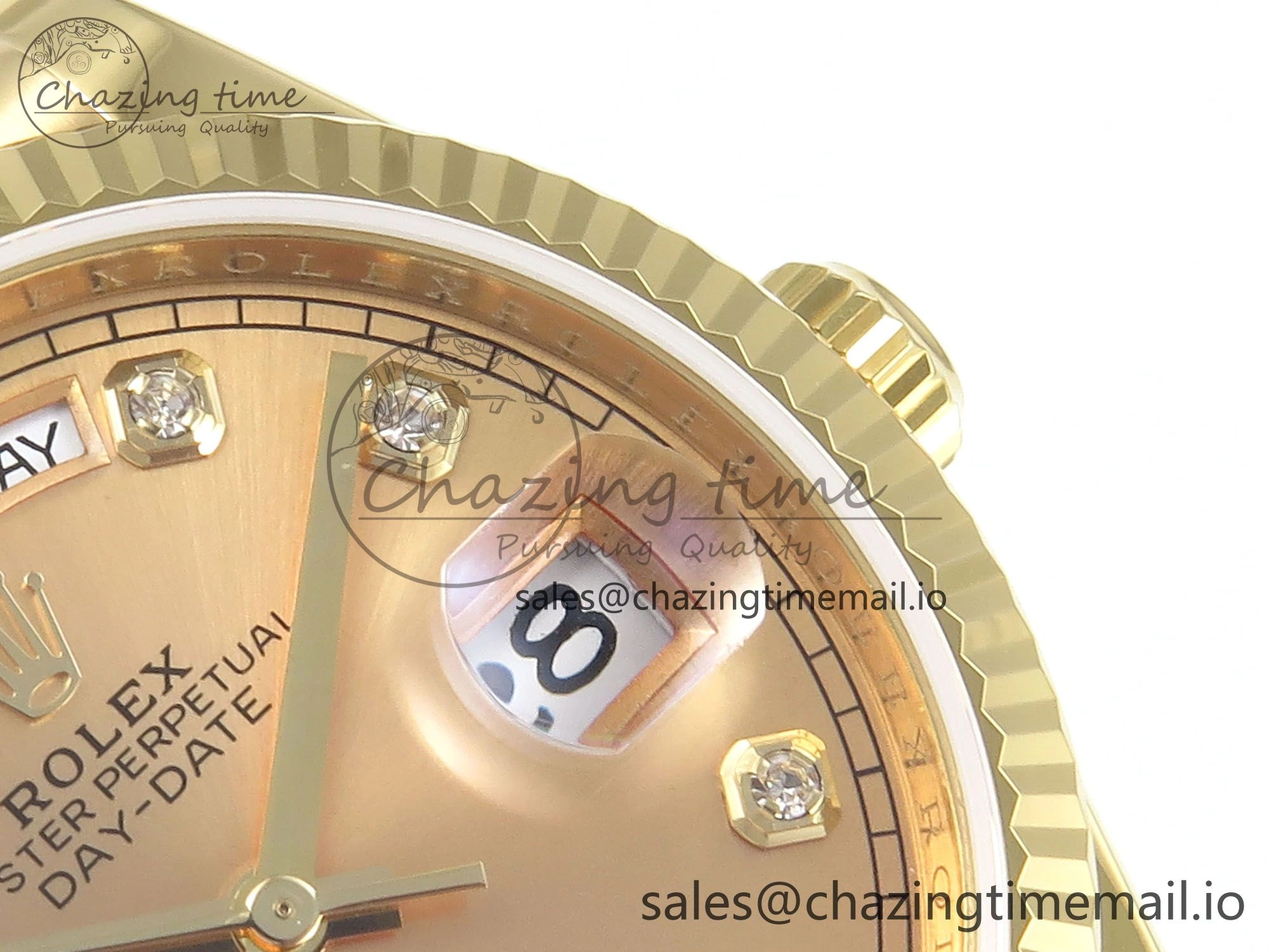 Day Date 36 YG 128238 KF 1:1 Best Edition YG Diamonds Dial on President Bracelet A2836 (Gain Weight)