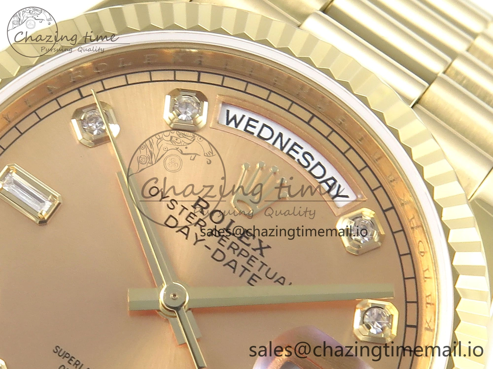 Day Date 36 YG 128238 KF 1:1 Best Edition YG Diamonds Dial on President Bracelet A2836 (Gain Weight)