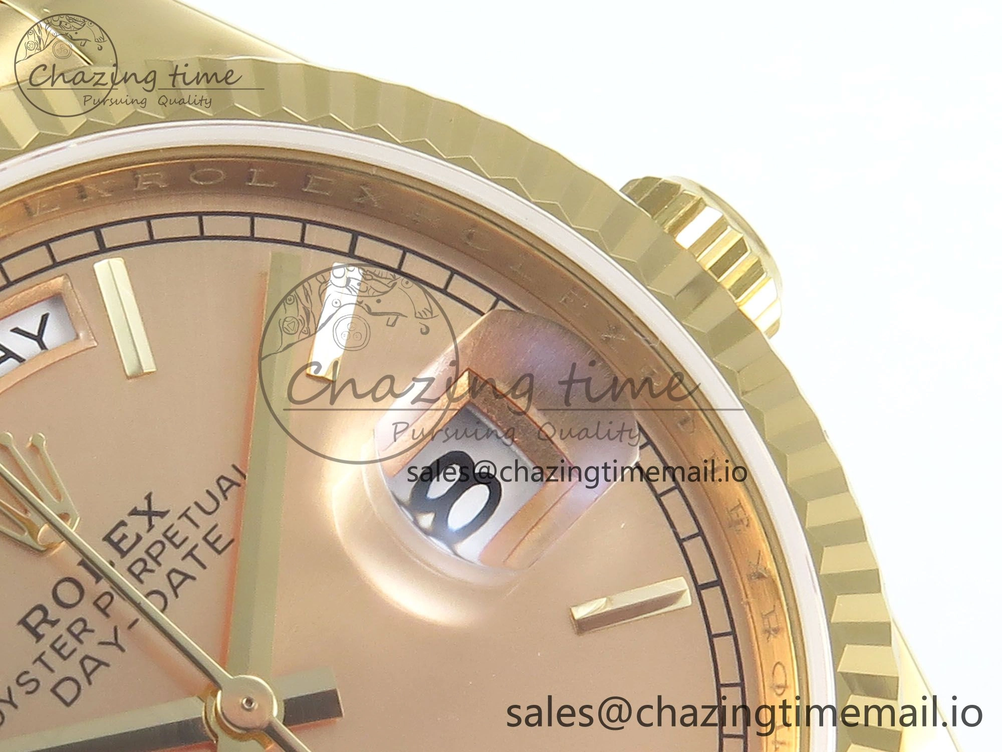 Day Date 36 YG 128238 KF 1:1 Best Edition YG Stick Dial on President Bracelet A2836 (Gain Weight)