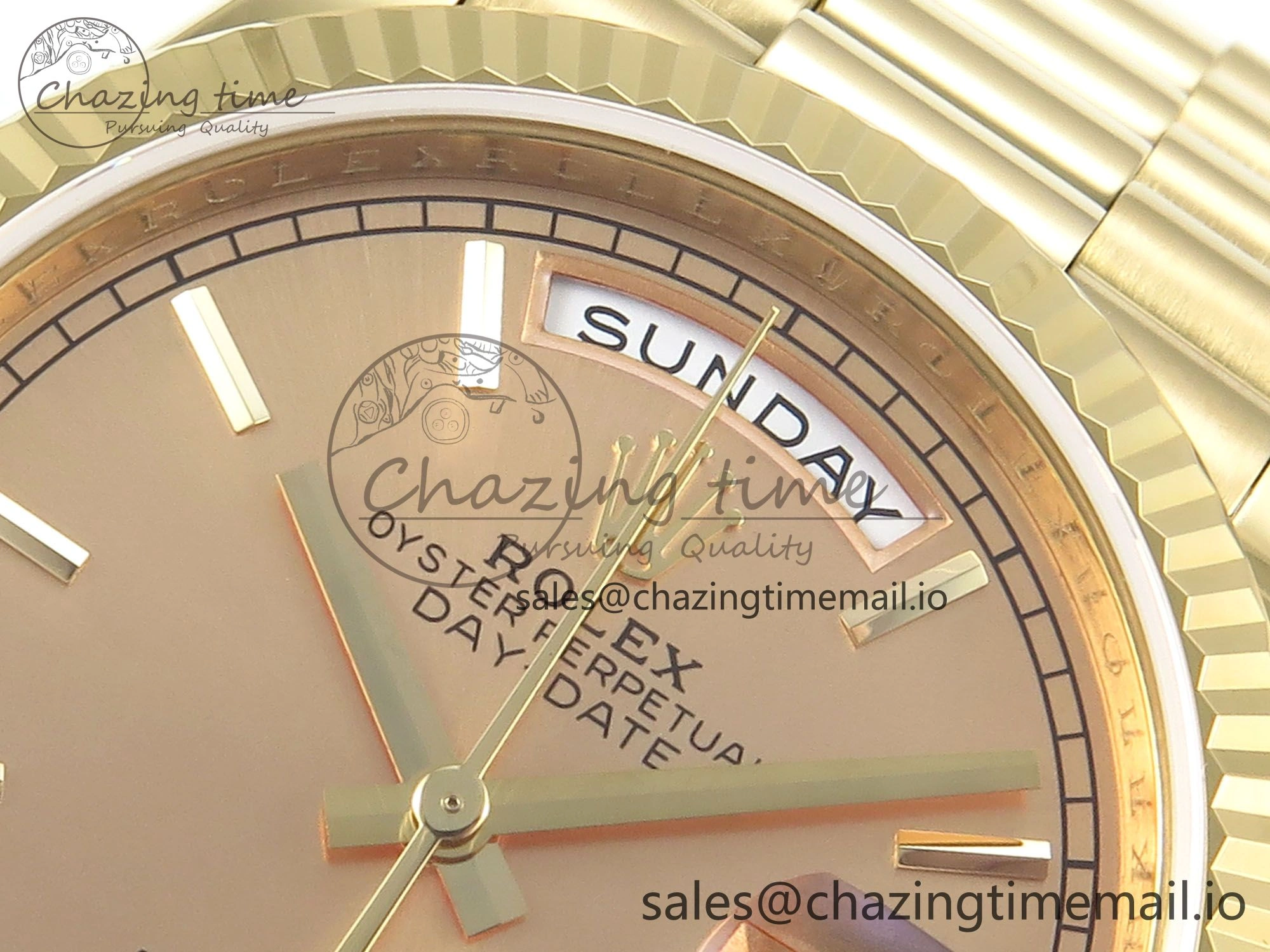 Day Date 36 YG 128238 KF 1:1 Best Edition YG Stick Dial on President Bracelet A2836 (Gain Weight)