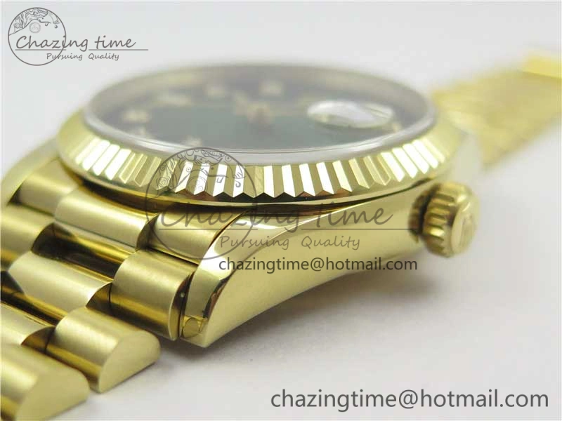 Day-Date 36 YG 128239 Bp Maker Best Edition Green Dial Crystral Markers on YG President Bracelet
