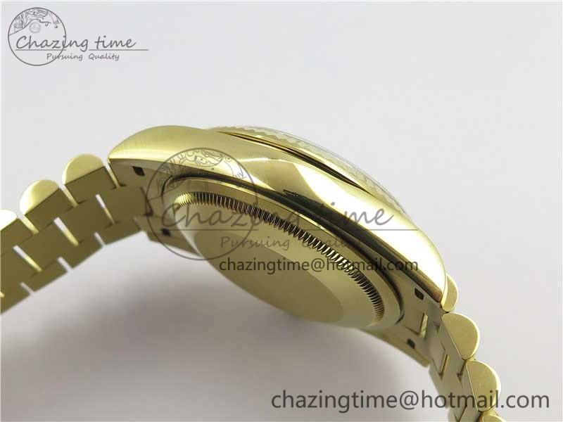 Day-Date 36 YG 128239 Bp Maker Best Edition Green Dial Crystral Markers on YG President Bracelet