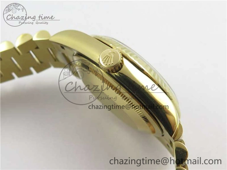 Day-Date 36 YG 128239 Bp Maker Best Edition Green Dial Crystral Markers on YG President Bracelet