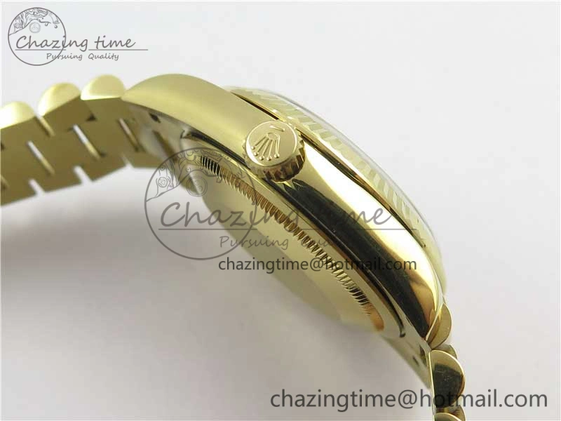 Day-Date 36 YG 128239 Bp Maker Best Edition Green Dial Crystral Markers on YG President Bracelet
