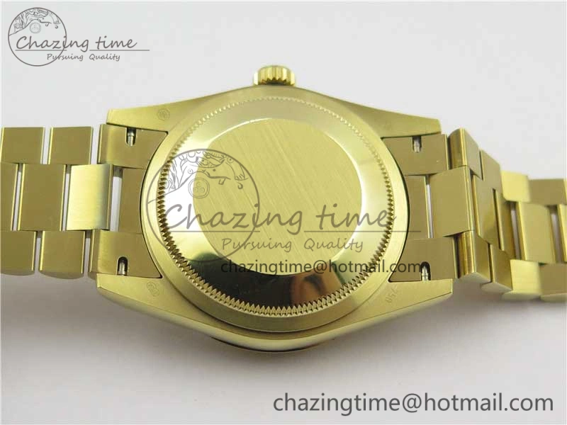 Day-Date 36 YG 128239 Bp Maker Best Edition Green Dial Crystral Markers on YG President Bracelet