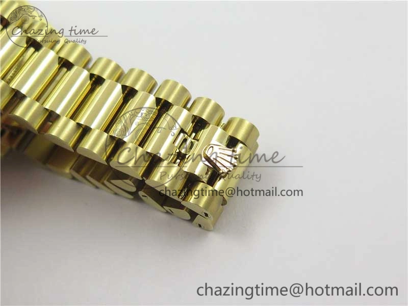 Day-Date 36 YG 128239 Bp Maker Best Edition Green Dial Crystral Markers on YG President Bracelet