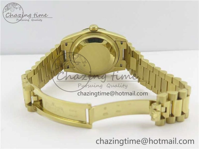 Day-Date 36 YG 128239 Bp Maker Best Edition Green Dial Crystral Markers on YG President Bracelet